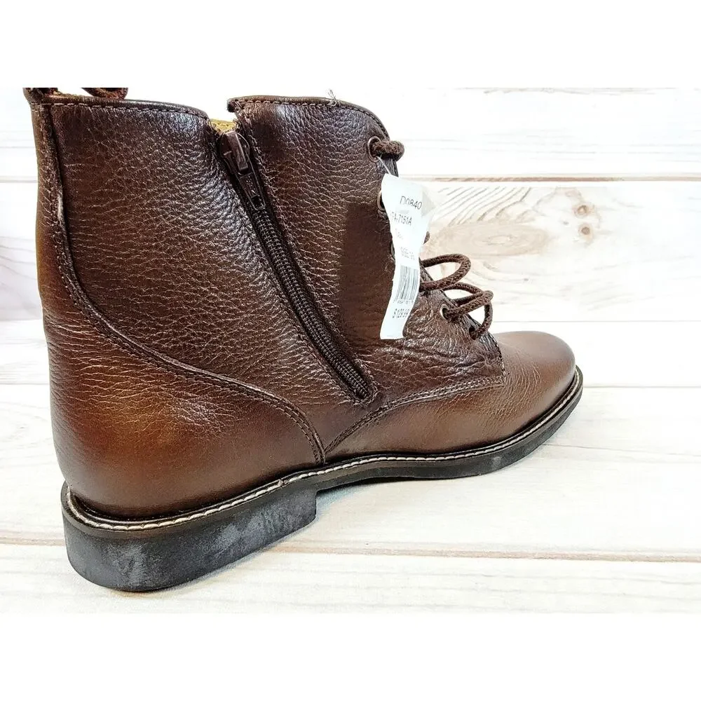 Saks Fifth Avenue Side Zip Leather Ankle Boots Mens 9.5 M Brown Brazil NWT